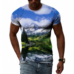 Suvised Alpine Lake'i graafilised T-s&auml;rgid Meeste Mood Maastik 3D Prinditud T-s&auml;rgid Hip Hop T&auml;nava stiil vabaaja igap&auml;evane O-kaelusega l&uuml;hikesed varrukad XL