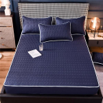 Kvaliteetne paks tepitud kaheinimese voodilina madratsi kate Pehme hingav elastne paigaldatud voodipesu s&uuml;gava taskuga 150 220 * 200 voodipesu kate Mattress Cover(120x200cm) tumesinine v&auml;rv