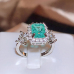 Kvaliteetsed s&otilde;rmused naistele Cross Paraiba Emerald reguleeritav s&otilde;rmus naistele peoehted Kihlas&otilde;rmused peoehted Resizable roheline