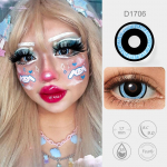 Pseyeche 17MM must ja sinine Mini Sclera l&auml;&auml;tsed Aastased hullud l&auml;&auml;tsed Halloweeni kontaktl&auml;&auml;tsed Cosplay silmakontaktid Anime tarvikud 17MM must/sinine