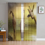 Naljakad kaelkirjak loom valged l&auml;bipaistvad kardinad elutuppa &Scaron;ifoon Voile kardin Magamistoa T&uuml;llkardinad Aknakatted 1 PCS W300XH250cm