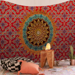 India mandala vaip Seinaripp V&auml;rviline Boho kodukaunistus Rannavaip Tekk Toa sisustus Esteetilised boheemlased seinavaibad 275x180cm