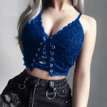 Trendikas V-kaelusega pitsiline Bralette Crop top aluspesu, pluss suurus S-5XL M must