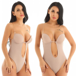 Naise Deep V Bodysuit selge rihmaga seljata sukeldusp&uuml;ksid Push Up polsterdatud rinnahoidja keha vormiv &uuml;likond S