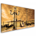 Kolmeosalise pildiga l&otilde;uendiprint Venice Gondola Italy 60x40 pruun