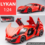 1/24 Scale Lykan Hypersport Supercar mudelauto, tsingisulamist tagasit&otilde;mmatav m&auml;nguauto heli ja valgusega lastele, poisile t&uuml;drukule kingitus 1/24-21x9.5x5.5cm punane