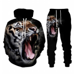 Must-valge The Tiger 3D Prindiga meeste dressipluusid kapuutsidega komplekt meeste l&otilde;vi dressid/pullover/p&uuml;ksid Spordir&otilde;ivad kevad s&uuml;gis M