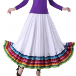 Swing seelik Flamenco ballisaali kost&uuml;&uuml;m tantsuriided uhke kleit pikk seelik tantsulava esinemiseks 3XL 87cm valge