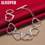 925 Sterling Silver Six Heart Chain K&auml;ev&otilde;ru Ehted 20cm