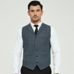 Meeste &uuml;likonna vest Sinine &uuml;herealine villane segatud meeste vest teksastest vest jakk Slim Fit vabaaja pidulik &auml;ri M sinine