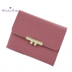 Naiste rahakott Luksuslik v&auml;rviline kolmekordne kunstnahast tahke mitme pesaga kaardihoidja l&uuml;hike &otilde;huke m&uuml;ndikott arbuusipunane v&auml;rv