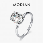 Modian 925 Sterling Silver, suur luksuslik ovaalne l&otilde;ikega l&auml;bipaistev tsirkooniumoksiidist s&otilde;rmes&otilde;rmus naistele kihluspulmapaela ehted 5 h&otilde;be