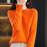 Grace Comfort S&uuml;gistalvine Naiste Mock-Deck-Ka&scaron;miir 100% Meriinovillane Keeratud kampsun Naiste Kootud Pullover Mood Lahed RiietusTopid XXL oranž