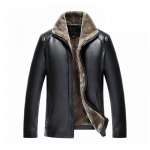 Winter Plus Velvet Thick Fashion meeste nahktagi L must