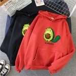 Talvine isiksus Armas paar Pullover Multifilm Avokaadoprint Soe vabaaja Student kapuuts Mood Tide Riided Naine Sudadera 2XL