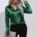Kevadine ja s&uuml;gisene satiinpluus pikkade varrukatega naiste riided Solid Elegantsed siidist s&auml;rgid Naiste mood vabaaja kontori naiste topid 29730 XL