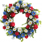 Dekoratiivne v&auml;rvikindel, kastmata kevadine p&auml;rg Iseseisvusp&auml;eva punane sinine valge lillep&auml;rg kodukaunistus punane