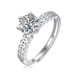 Bague Ringen S925 1 kat Mossan Stone naiste veerev r&otilde;ngas, mida saab avada reguleeritav h&otilde;bedane ehe 1ct Nude Cargo valge