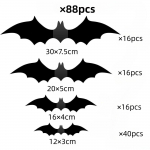 Nahkhiired seinakaunistus 88 tk Halloweeni kaunistus nahkhiired Realistlikud PVC 3D mustad hirmutavad nahkhiire seinakleebised must