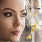 KODY PIERCING 18k kullatud topelt Devil's Axe kulmu augustamine palliga &ndash; kvaliteetne augustamine