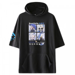 UUS Fashion Unisex Casual Genshin Impact Anime tr&uuml;kitud l&uuml;hikeste varrukatega T-s&auml;rk Pullovers &Otilde;hukesed kapuutsiga dressipluus XS must