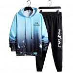 S&uuml;gistalvine kapuutsiga p&uuml;kste &uuml;likond hingav tuulekindel pikkade varrukatega meeste kapuuts, n&ouml;&ouml;riga p&uuml;ksid, spordir&otilde;ivaste komplekt 2XL sinine