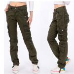 Naiste Kevadised Cargo P&uuml;ksid Unisex Vabaaja L&otilde;dvad Fitness Matkamisp&uuml;ksid Taskutega 31 armee roheline v&auml;rv