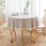 &Uuml;hev&auml;rviline &uuml;mmargune laudlina pitsist puuvillasest linasest laudlinast pulmade s&ouml;&ouml;gilaua teelaua kate Round Diameter 200cm beež