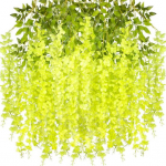 12 tk Kunstlik Wisteria 3 kahvlit Realistlik kodune pulmaaed siseruumides v&auml;lisseinale riputatav v&auml;rviline kunstlilleviinapuu vaniku kaunistus roheline