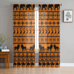 Aafrika loomad ja naised l&auml;bipaistvad kardinad elutuppa lastele magamistoa t&uuml;llkardinad k&ouml;&ouml;gi akende kattekardinad 135W x 114H(cm)