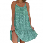 Naiste rannakleit V&auml;ikese lilleprintiga avar A-kujuline varrukateta Hawaii lapikujuline pehme U-kaelusega p&otilde;lvekleit pluss puhkuse suve Midi rihmaga kleit XL