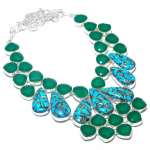 Copper Turquoise Gemstone Handmade 925 Sterling Silver Gift Necklace 18 q3e63