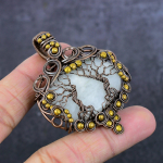 Natural Rainbow Moonstone Handmade Copper Wire Wrap Jewelry Pendant 2.36 z0z93