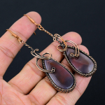 Natural Botswana Agate Gemstone Handmade Copper Wire Wrap Earring 3.46 q3s80