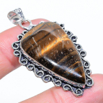 Natural Tiger Eye Gemstone Handmade 925 Sterling Silver Pendant 2.17 r7k24