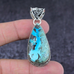 Natural Tibetan Turquoise Gemstone 925 Sterling Silver Gift Pendant 2.17 t8a72
