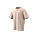 Adidas X Stella McCartney &uuml;hiselt kaubam&auml;rgitud logo tikitud tr&uuml;kiga &uuml;mmarguse kaelusega l&uuml;hikeste varrukatega T-s&auml;rk Unisex Topid Magic-Light-Brown IA7709 M beige