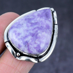 Natural Lepidolite Stone Gemstone Handmade 925 Steling Silver Ring Size 6.5 q8v91
