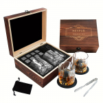Deluxe Whiskey Lover's Set - Stainless Steel Chilling Stones Glasses & Tongs Reusable Perfect Gift for Men on Father&rsquo;s Day Anniversaries & Birthdays 3
