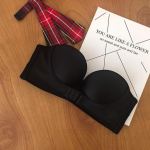 Olkaimeta rinnahoidja Naiste Push Up rinnahoidja Seksikas pesu N&auml;htamatu rinnahoidja eest sulguv V&auml;ike rinnahoidja aluspesu kleidi jaoks AB Cup 38/85B must