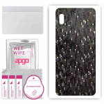 apgo Protective Skin Sticker for the back compatible with Samsung Galaxy A10e, Wrap Film, Foil, Vinyl - Pattern Carbon Black Pixel