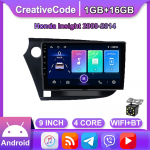 Loominguline Android-auto multimeediumipleier Honda Insight 2009&ndash;2014 autoraadio stereo WIFI GPS-navigatsioonipleieri jaoks 1+16GB