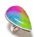 Natural Rainbow Solar Quartz Handmade 925 Sterling Silver Gift Ring S.7.5 b7g94