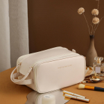 Rippuv tualett-tarvete kott, kosmeetika, meestele ja naistele Mitmeotstarbeline nahast vannitoa korraldus meestele must