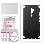 apgo Protective Skin Sticker for the back+sides compatible with Oppo A5 (2020), Full Wrap Film, Foil, Vinyl - Pattern Black Honeycomb