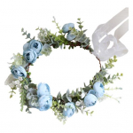 Kunstp&auml;rjaga peakate naiste t&uuml;drukute vanikuga peakate elastse disainiga pitskrooniga peakate Juuste aksessuaarid sinine