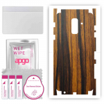 apgo Protective Skin Sticker for the back+sides compatible with Samsung Galaxy A6+ (2018), Full Wrap Film, Foil, Vinyl - Pattern Tigerwood