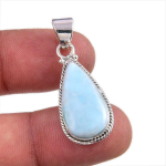 Natural Republic Larimar Kivist K&auml;sit&ouml;&ouml;na Valmistatud 925 Prooviga Puhtast H&otilde;bedast Ripats 1,5 f9b04