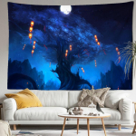 Laterna &ouml;&ouml;vaade Metsa seinavaibad Looduskunst maastik B&ouml;&ouml;mi hipi Tapez Esteetiline tuba kodukaunistus 95x70CM