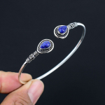 Lapis Lazuli Gemstone Bangles 925 Sterling Silver Bangle Ehted Kingitus Unisexile LG-130